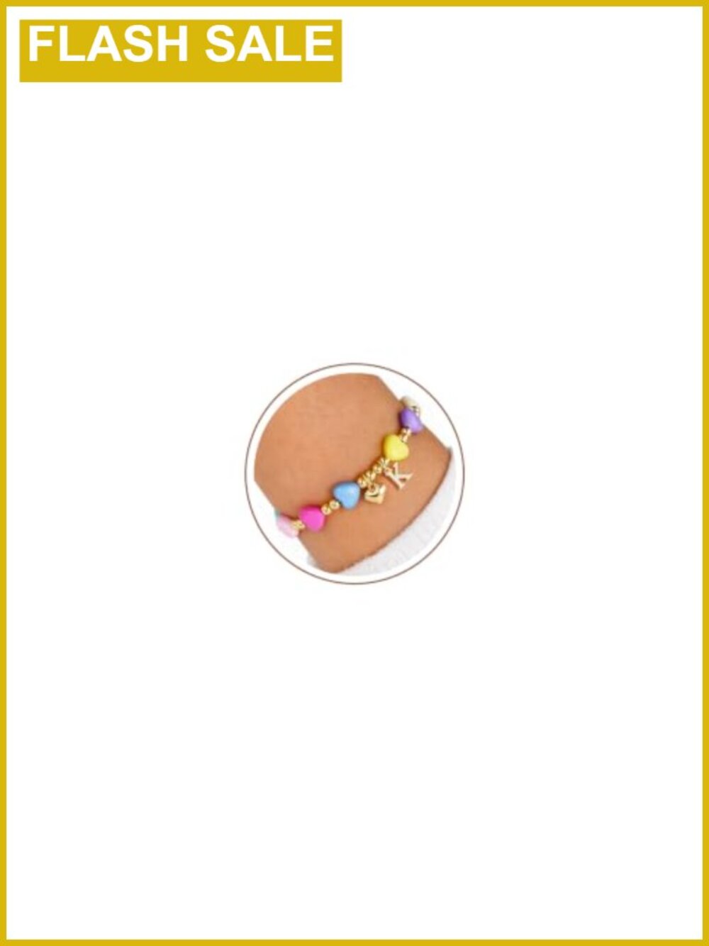 Girls Colorful Heart Initial Bracelet 14k Gold Plated Adjustable Charm